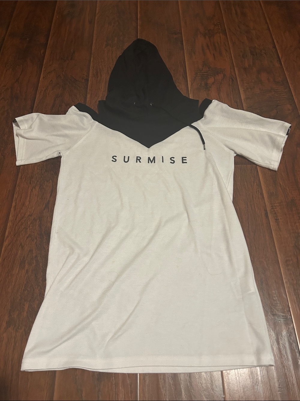 Women’s White & Black Hooded Short-Sleeve Top